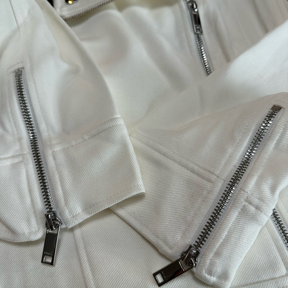 DKNY Ivory Moto Jacket NEW with tags Women’s Size Medium Stretch - Picture 3 of 7